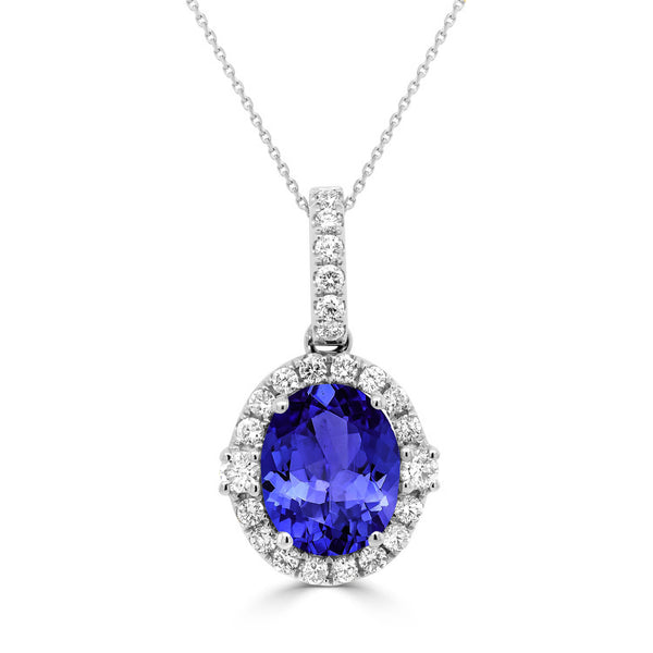 2.85ct Oval Tanzanite Pendant with 0.49 cttw Diamond