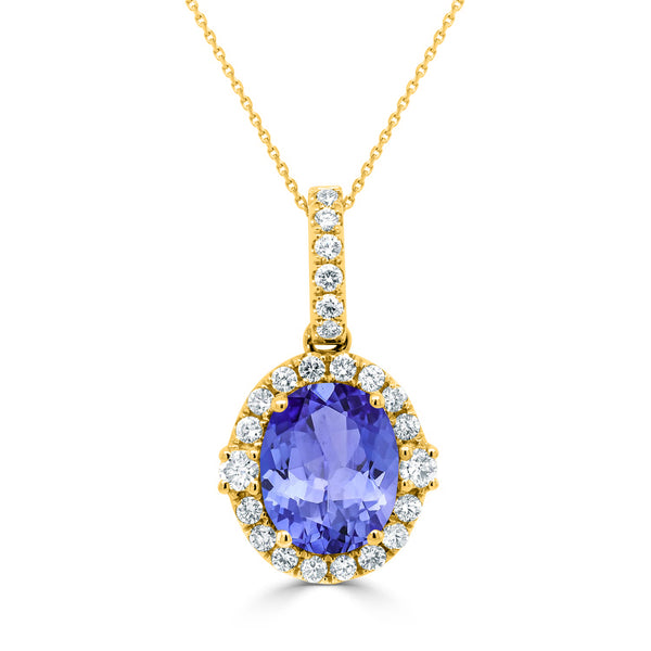 2.85ct Oval Tanzanite Pendant with 0.49 cttw Diamond