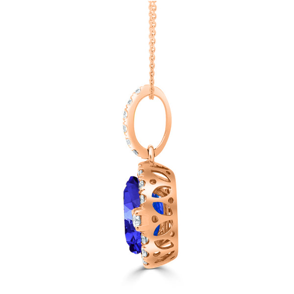 2.85ct Oval Tanzanite Pendant with 0.49 cttw Diamond