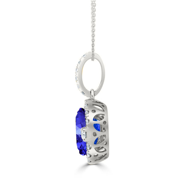 2.85ct Oval Tanzanite Pendant with 0.49 cttw Diamond