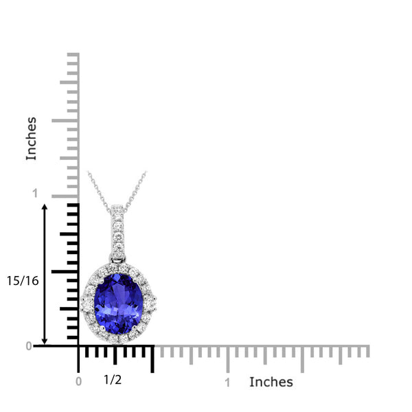 2.85ct Oval Tanzanite Pendant with 0.49 cttw Diamond