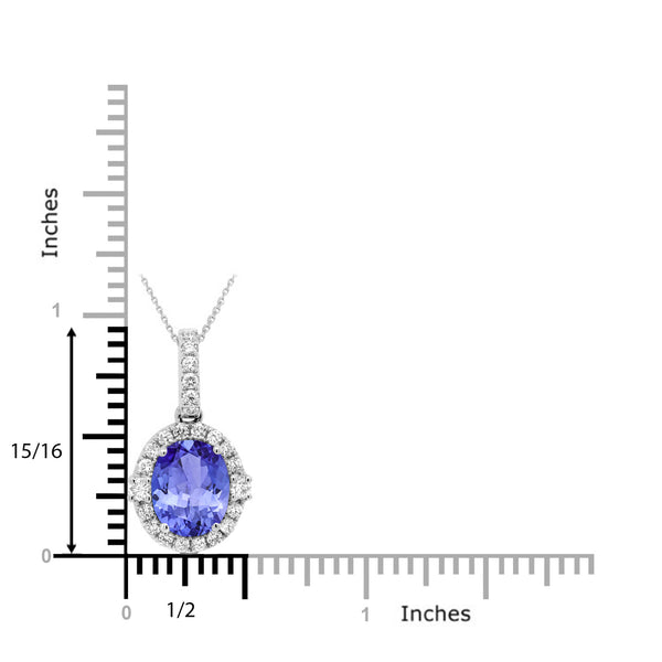 2.85ct Oval Tanzanite Pendant with 0.49 cttw Diamond