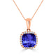 3.4ct Square Cushion Tanzanite Pendant with 0.19 cttw Diamond