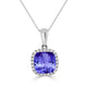 3.4ct Square Cushion Tanzanite Pendant with 0.19 cttw Diamond