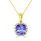 3.4ct Square Cushion Tanzanite Pendant with 0.19 cttw Diamond