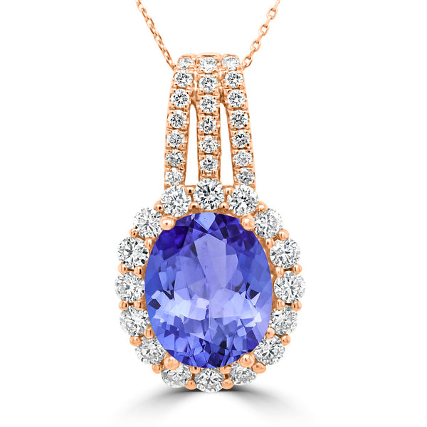 3.25ct Oval Tanzanite Pendant with 0.84 cttw Diamond