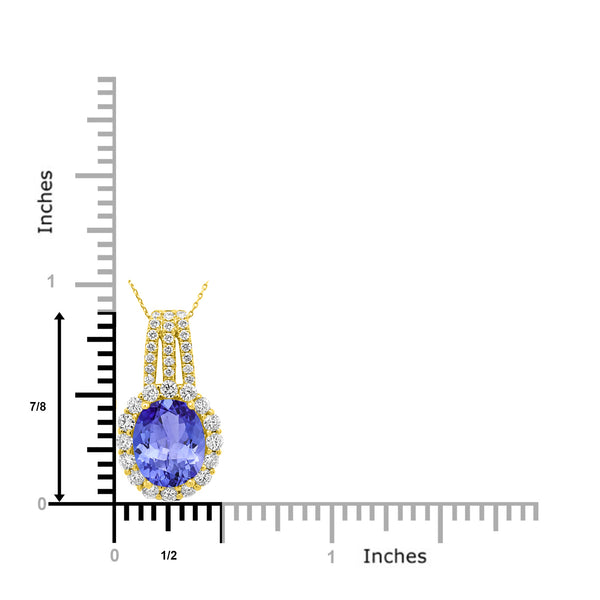 3.25ct Oval Tanzanite Pendant with 0.84 cttw Diamond