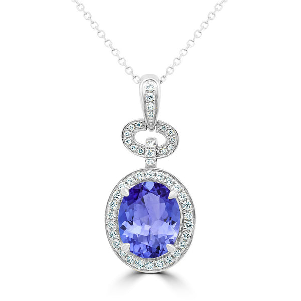 3.25ct Oval Tanzanite Pendant with 0.36 cttw Diamond