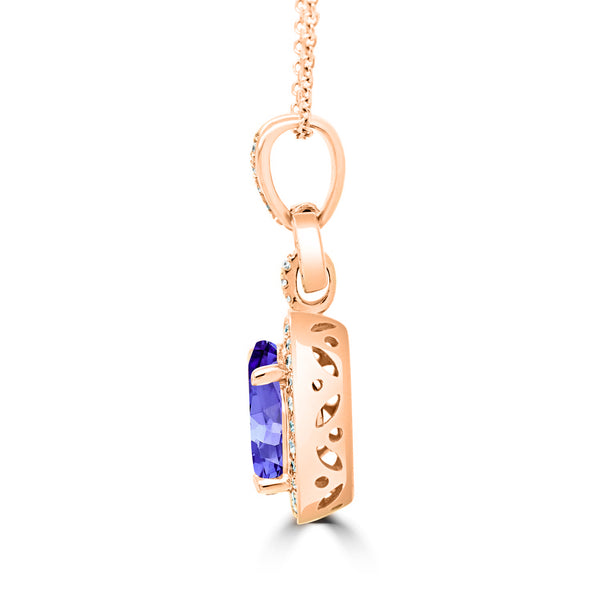 3.25ct Oval Tanzanite Pendant with 0.36 cttw Diamond