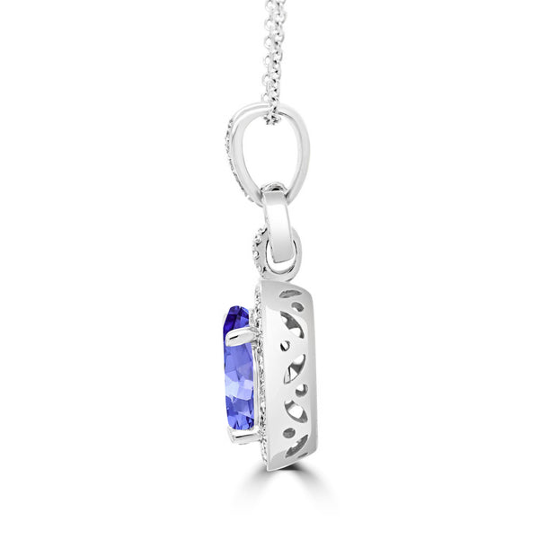 3.25ct Oval Tanzanite Pendant with 0.36 cttw Diamond