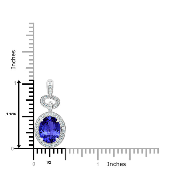 3.25ct Oval Tanzanite Pendant with 0.36 cttw Diamond