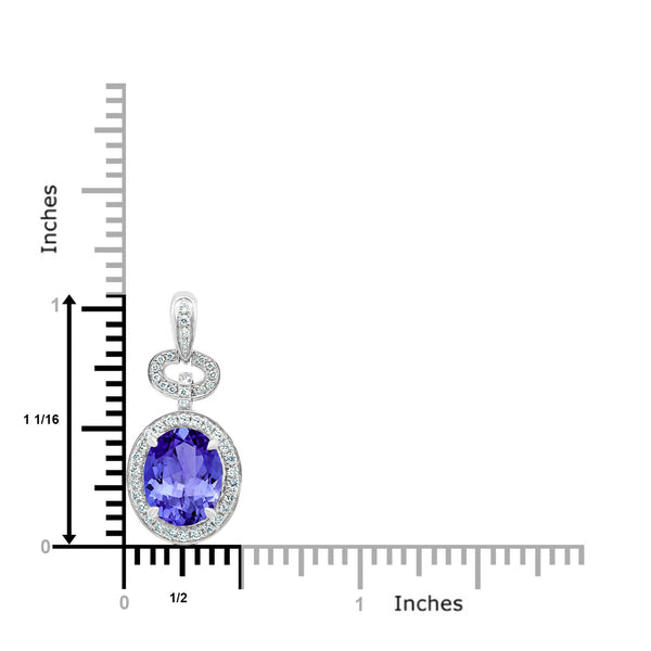 3.25ct Oval Tanzanite Pendant with 0.36 cttw Diamond