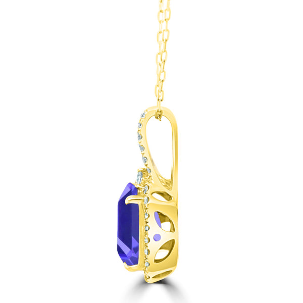 3.5ct Emerald Tanzanite Pendant with 0.38 cttw Diamond