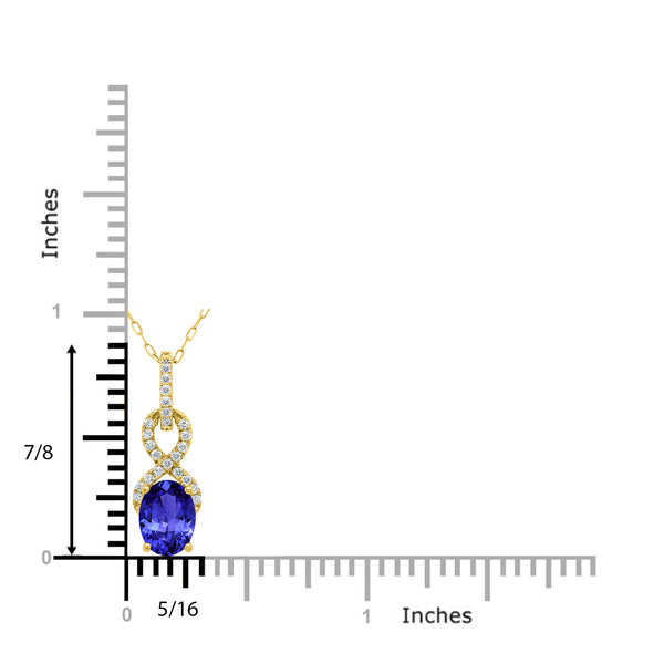 1.2ct Oval Tanzanite Pendant with 0.15 cttw Diamond