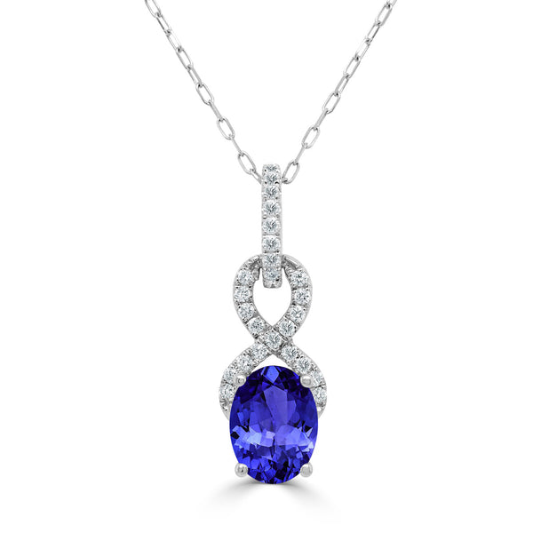 1.2ct Oval Tanzanite Pendant with 0.15 cttw Diamond