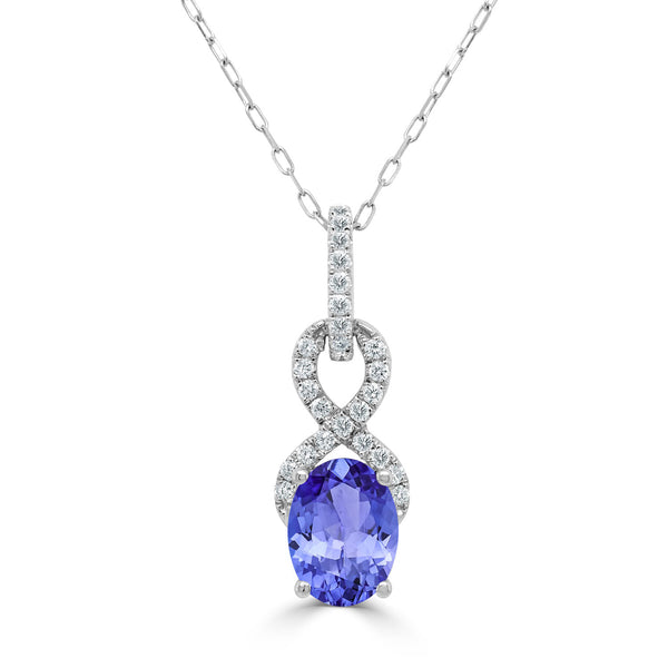 1.2ct Oval Tanzanite Pendant with 0.15 cttw Diamond