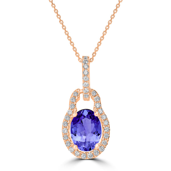 1.2ct Oval Tanzanite Pendant with 0.18 cttw Diamond