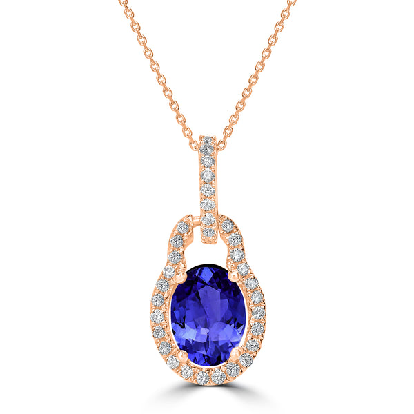 1.2ct Oval Tanzanite Pendant with 0.18 cttw Diamond