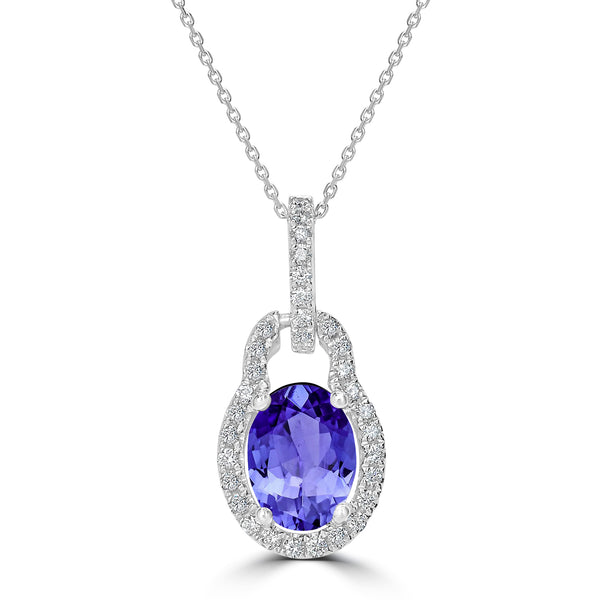 1.2ct Oval Tanzanite Pendant with 0.18 cttw Diamond