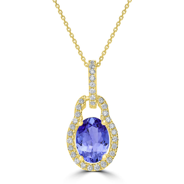 1.2ct Oval Tanzanite Pendant with 0.18 cttw Diamond