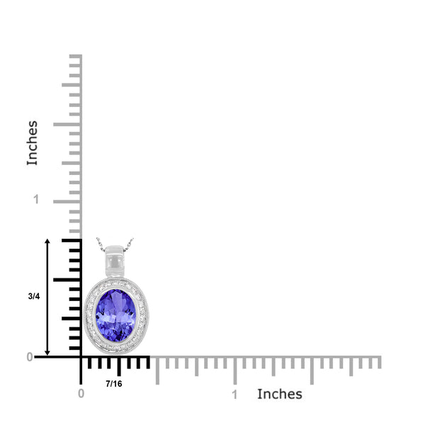 1.8ct Oval Tanzanite Pendant with 0.16 cttw Diamond