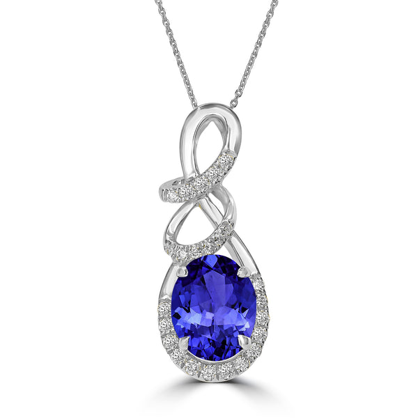 2.85ct Oval Tanzanite Pendant with 0.26 cttw Diamond