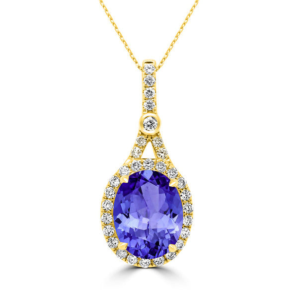 3.9ct Oval Tanzanite Pendant with 0.38 cttw Diamond