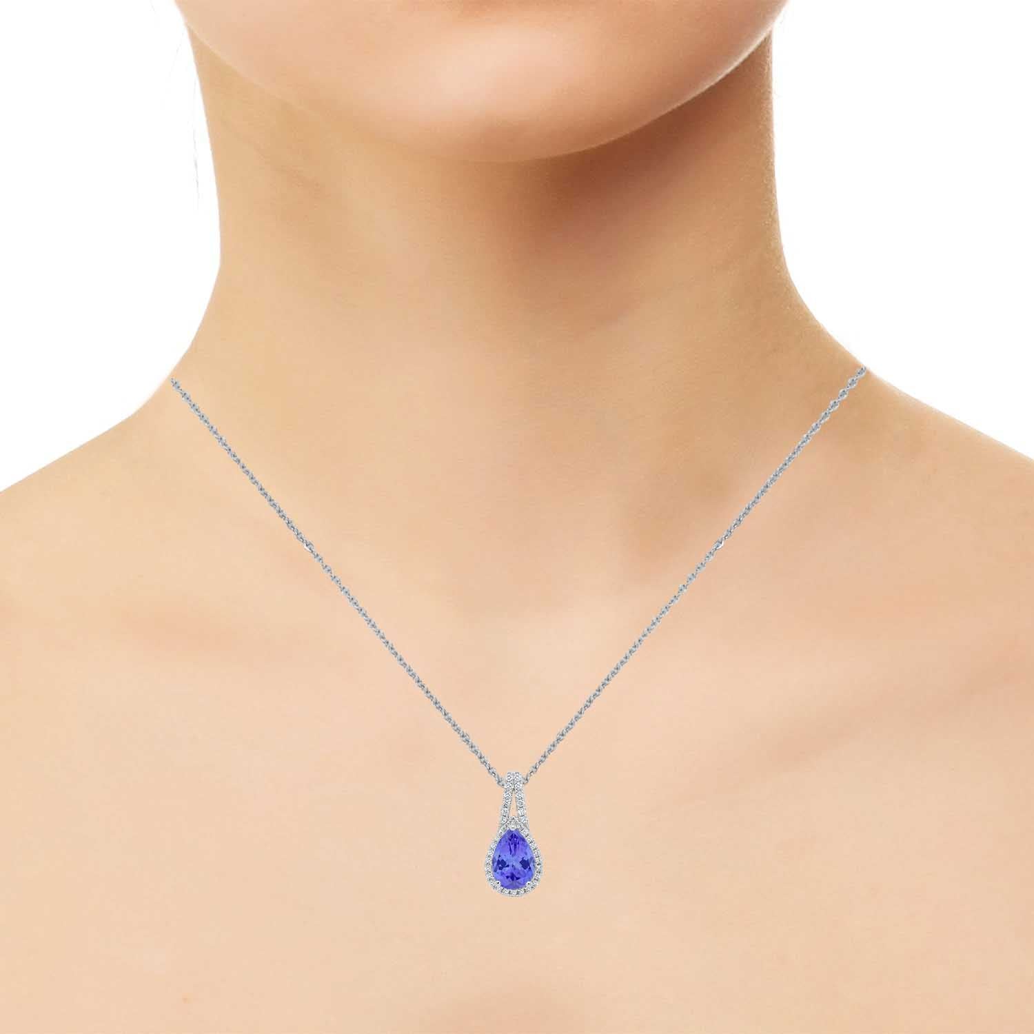 Pear Tanzanite Pendant with cttw Diamond – Top Tanzanite