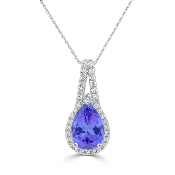 2.05ct Pear Tanzanite Pendant with 0.19 cttw Diamond