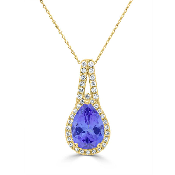 2.05ct Pear Tanzanite Pendant with 0.19 cttw Diamond