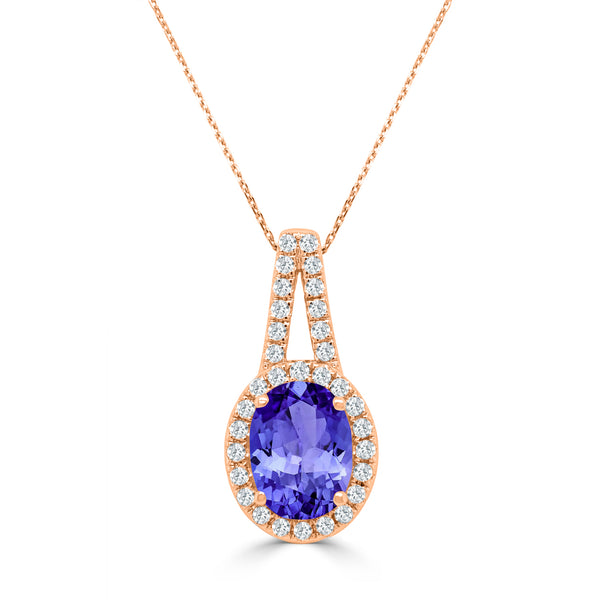 1.8ct Oval Tanzanite Pendant with 0.29 cttw Diamond