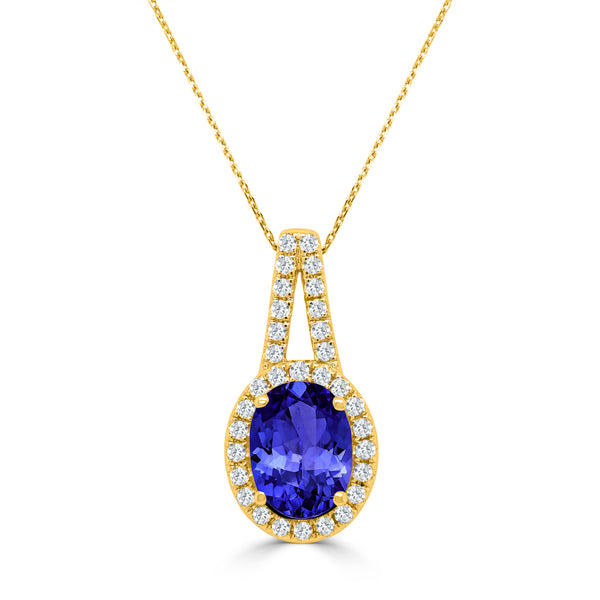 1.8ct Oval Tanzanite Pendant with 0.29 cttw Diamond