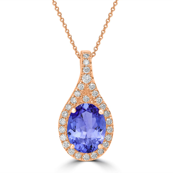 1.8ct Oval Tanzanite Pendant with 0.27 cttw Diamond