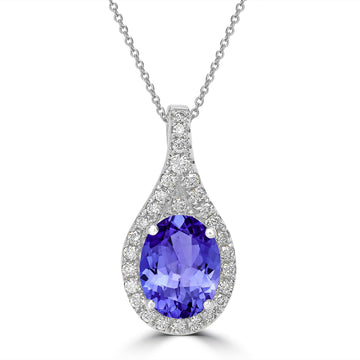 1.8ct Oval Tanzanite Pendant with 0.27 cttw Diamond