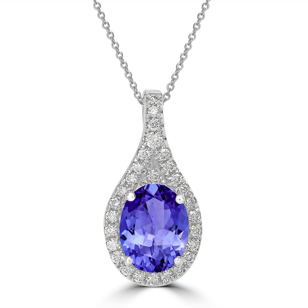 1.8ct Oval Tanzanite Pendant with 0.27 cttw Diamond