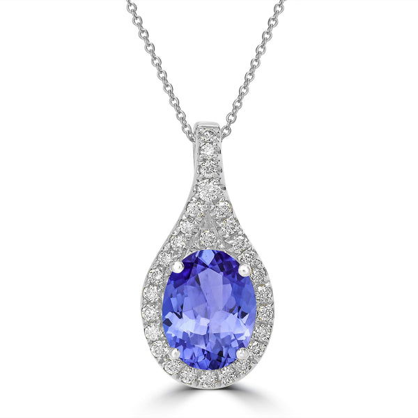 1.8ct Oval Tanzanite Pendant with 0.27 cttw Diamond