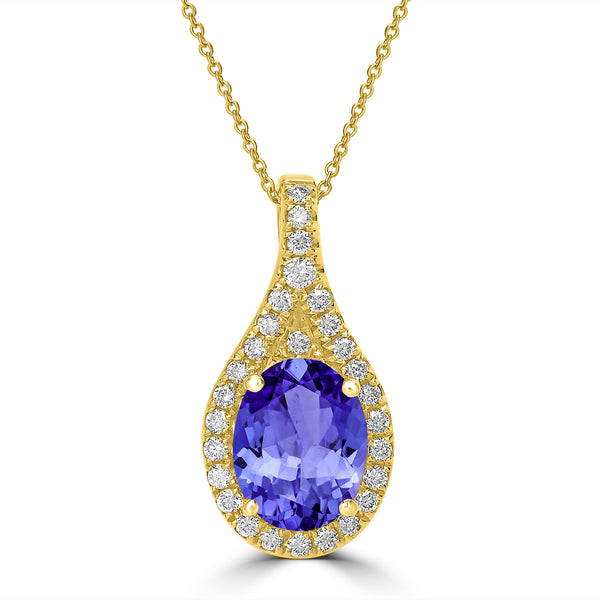 1.8ct Oval Tanzanite Pendant with 0.27 cttw Diamond