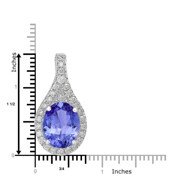 1.8ct Oval Tanzanite Pendant with 0.27 cttw Diamond