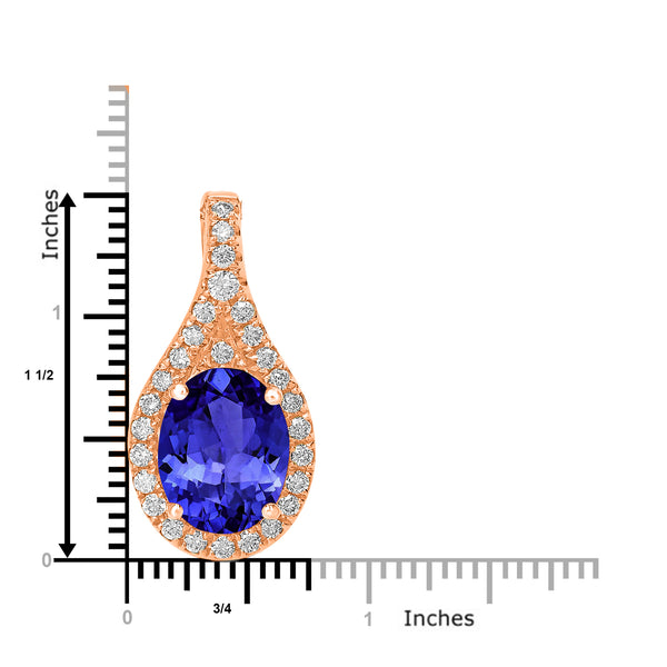 1.8ct Oval Tanzanite Pendant with 0.27 cttw Diamond