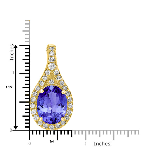 1.8ct Oval Tanzanite Pendant with 0.27 cttw Diamond