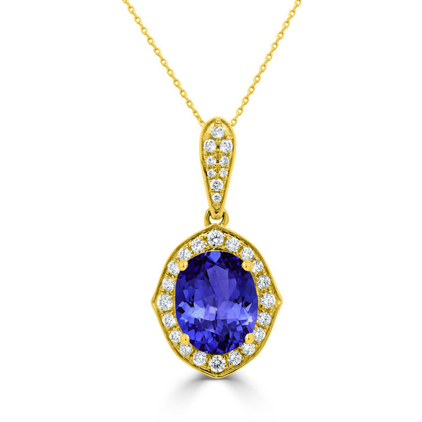 2.85ct Oval Tanzanite Pendant with 0.33 cttw Diamond