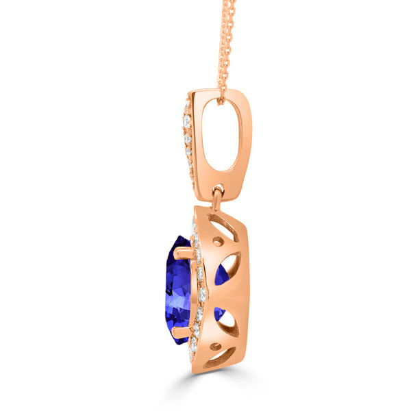 2.85ct Oval Tanzanite Pendant with 0.33 cttw Diamond