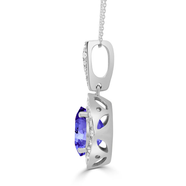 2.85ct Oval Tanzanite Pendant with 0.33 cttw Diamond