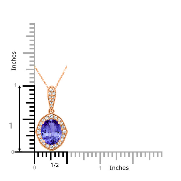 2.85ct Oval Tanzanite Pendant with 0.33 cttw Diamond