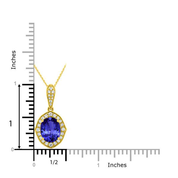 2.85ct Oval Tanzanite Pendant with 0.33 cttw Diamond