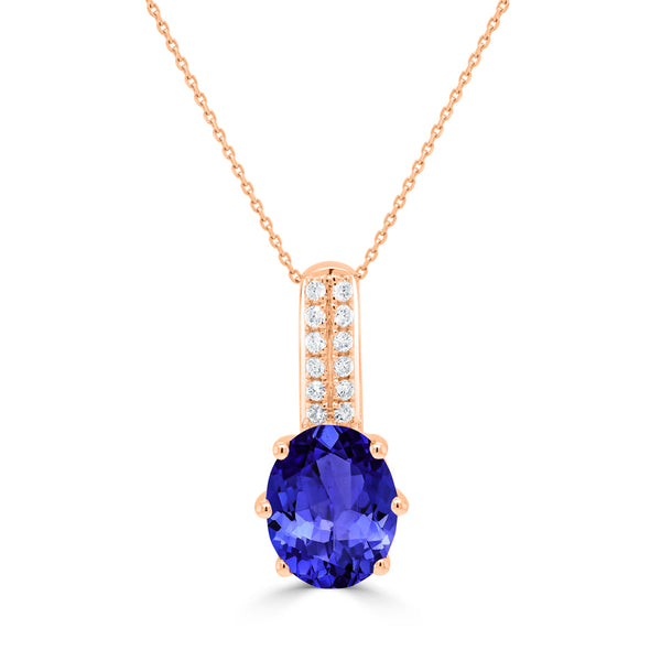 2.85ct Oval Tanzanite Pendant with 0.11 cttw Diamond