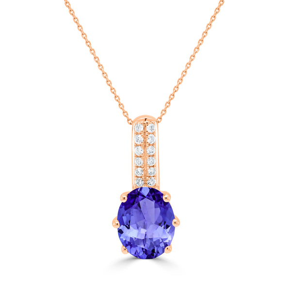 2.85ct Oval Tanzanite Pendant with 0.11 cttw Diamond