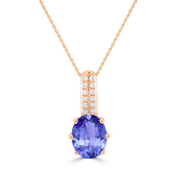 2.85ct Oval Tanzanite Pendant with 0.11 cttw Diamond