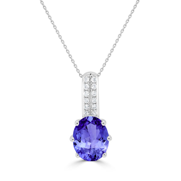 2.85ct Oval Tanzanite Pendant with 0.11 cttw Diamond