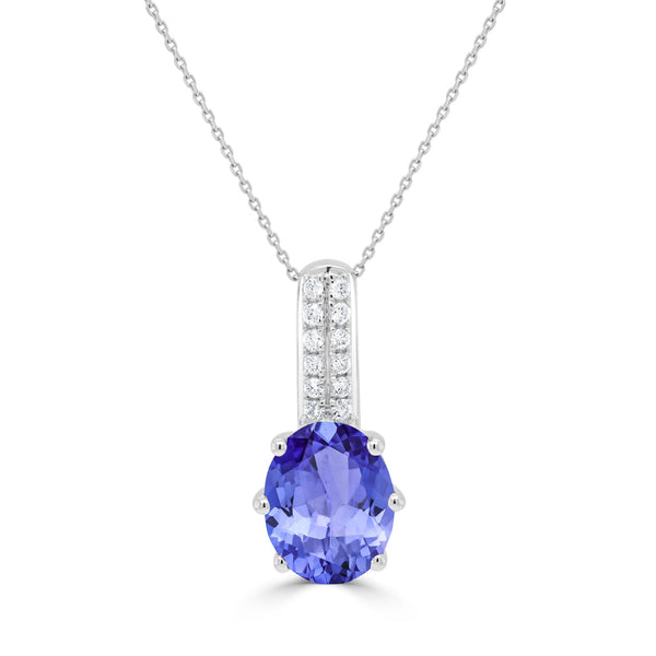 2.85ct Oval Tanzanite Pendant with 0.11 cttw Diamond